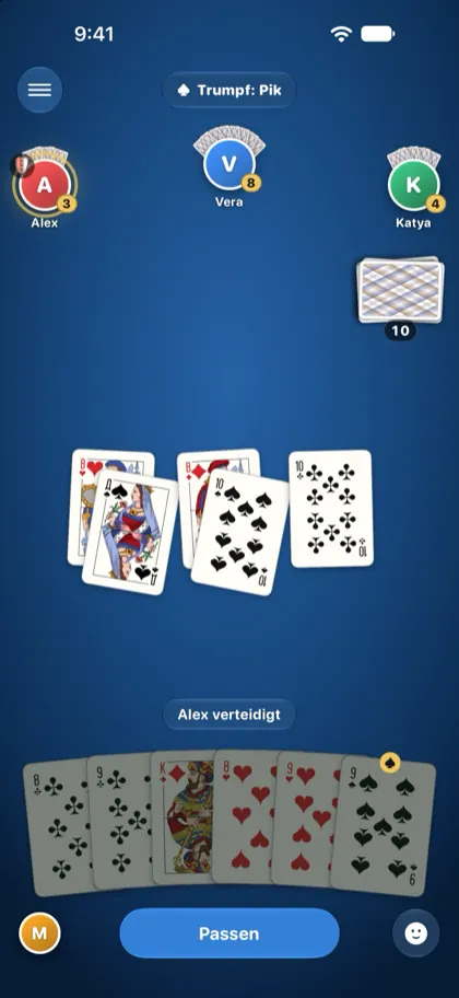 Mishas iPhone zeigt dieselbe Runde von seinem Platz aus